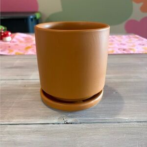 4.5” Gemstone Cylinder Pot with Water Saucer - Rust